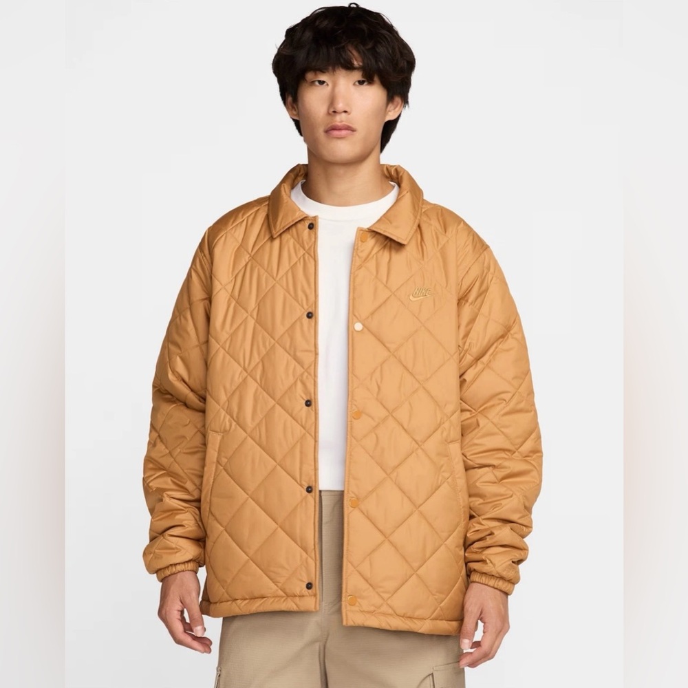 Nike Club Therma-FIT Mens Size L Brown Lightweight Quilted Jacket FZ0634-224